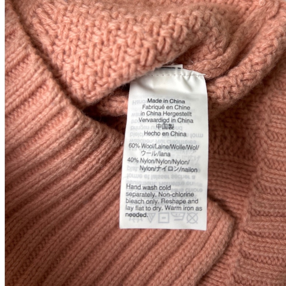 J. Crew Womens Cable Knit Tunic Wool Blend Sweater Rose Pink Size S Fisherman - Picture 10 of 10